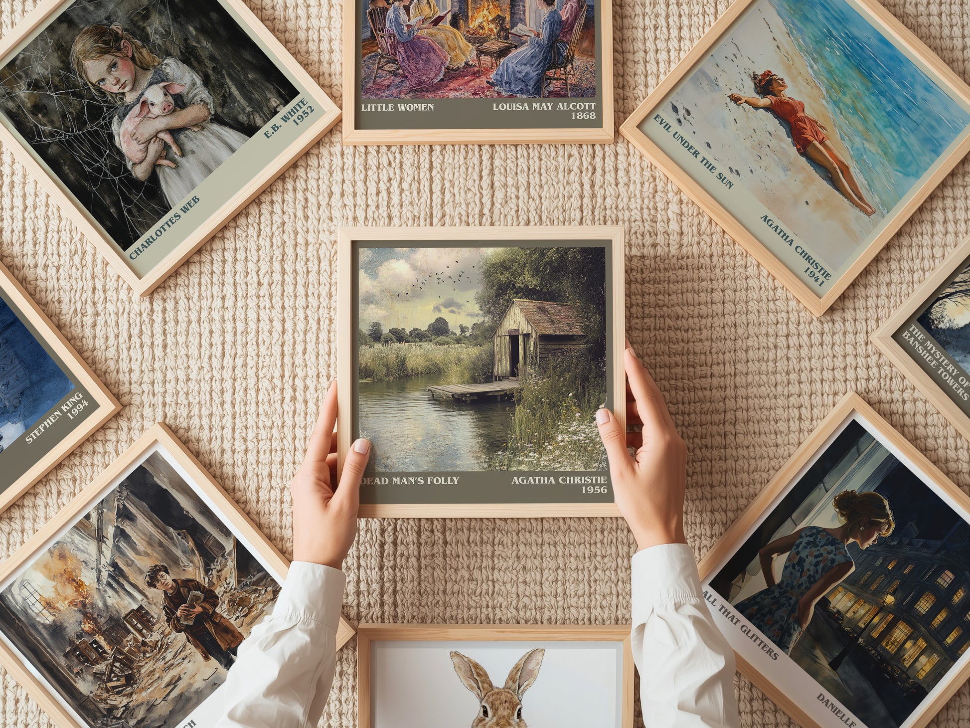 Dead Man's Folly literary print on bookshelf – Agatha Christie fan gift