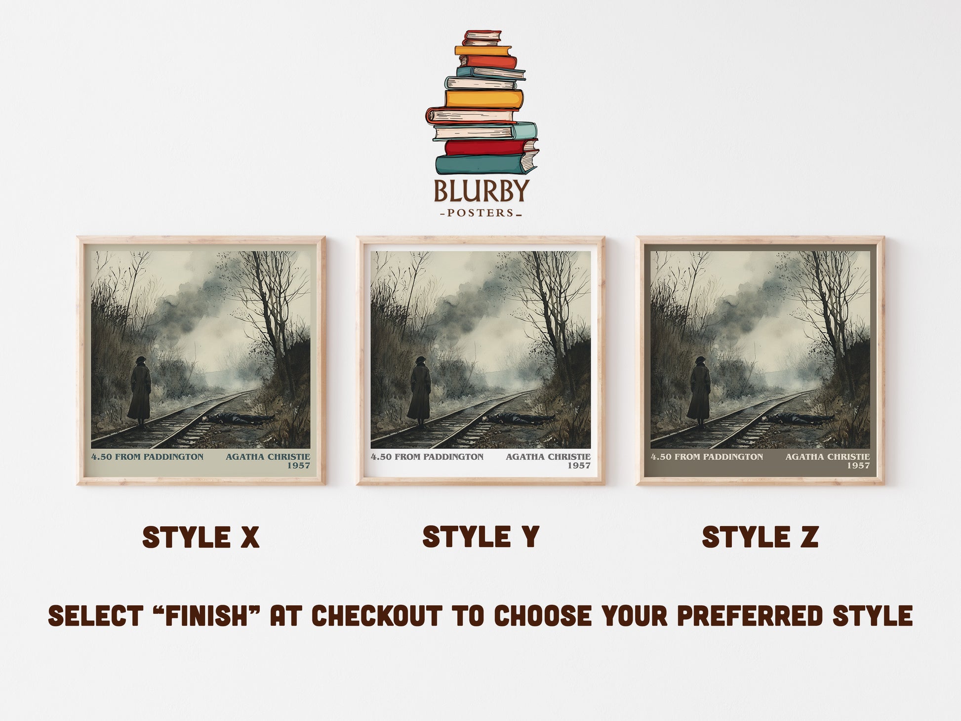 4.50 from Paddington literary art print colour and style options – Agatha Christie book art