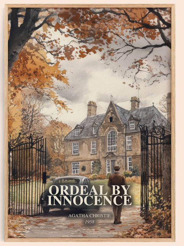 Ordeal By Innocence watercolour book poster by Agatha Christie – framed literary art print