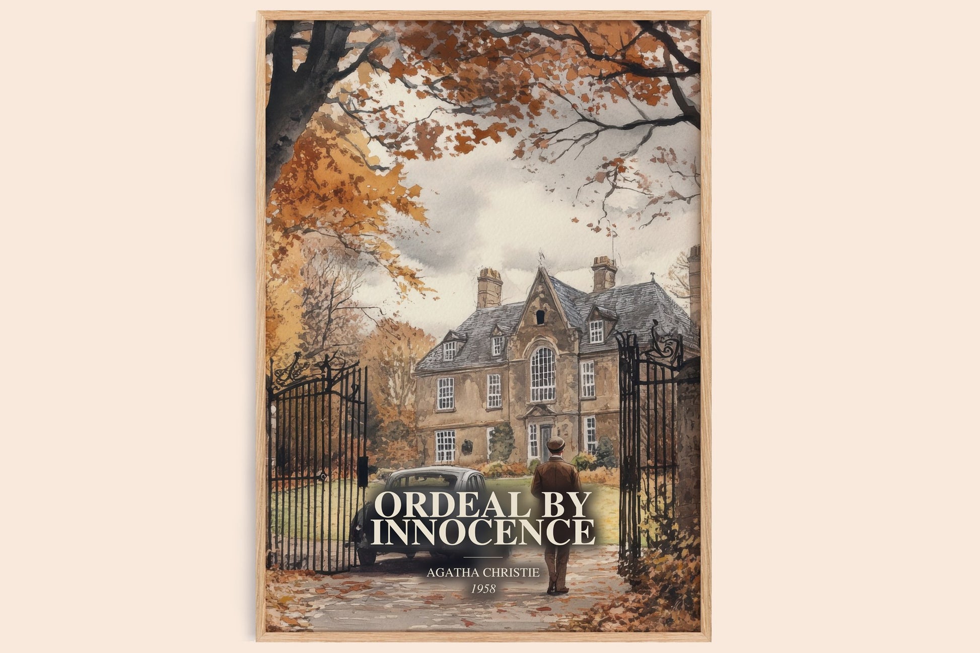 Ordeal By Innocence watercolour book poster by Agatha Christie – framed literary art print