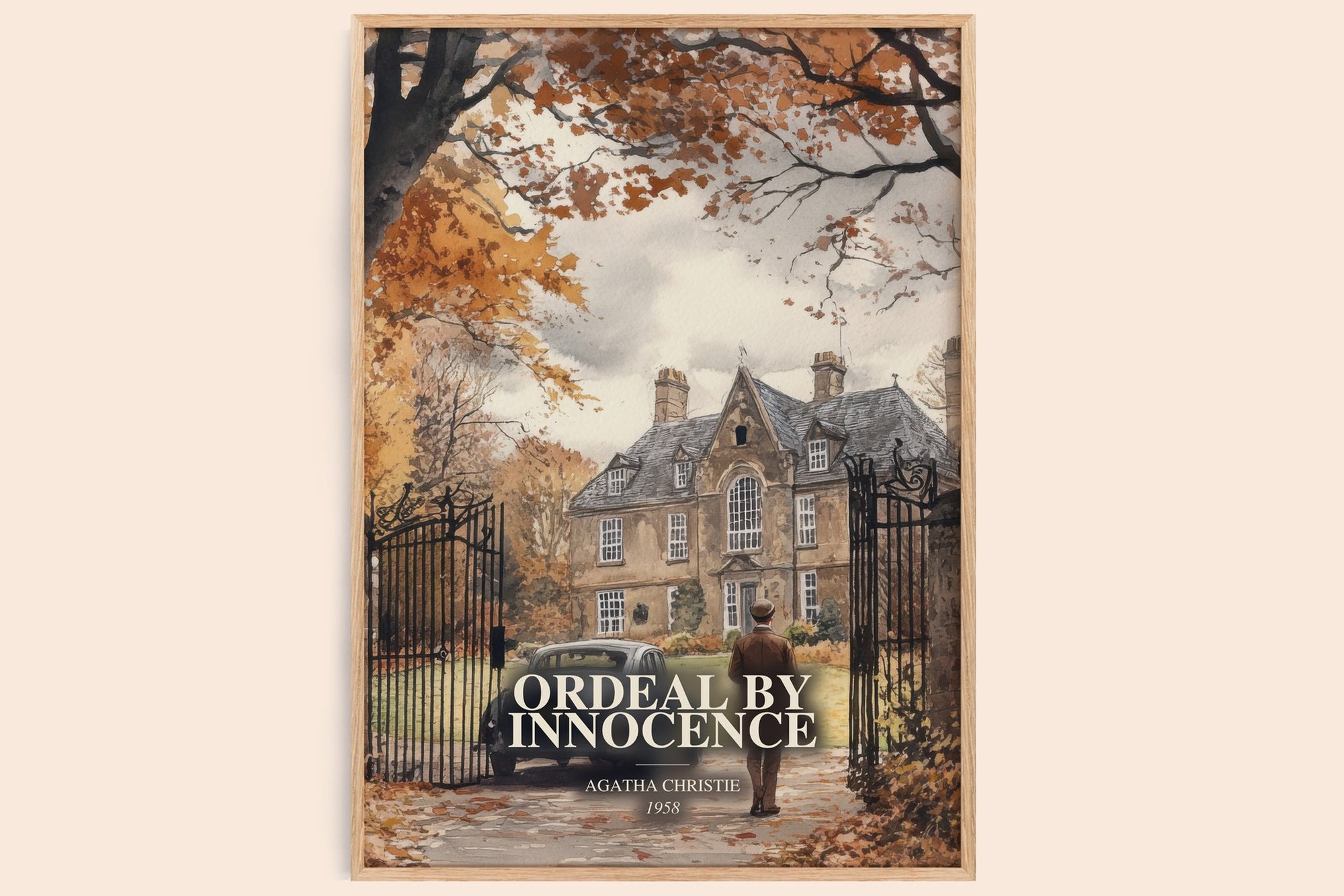 Ordeal By Innocence watercolour book poster by Agatha Christie – framed literary art print