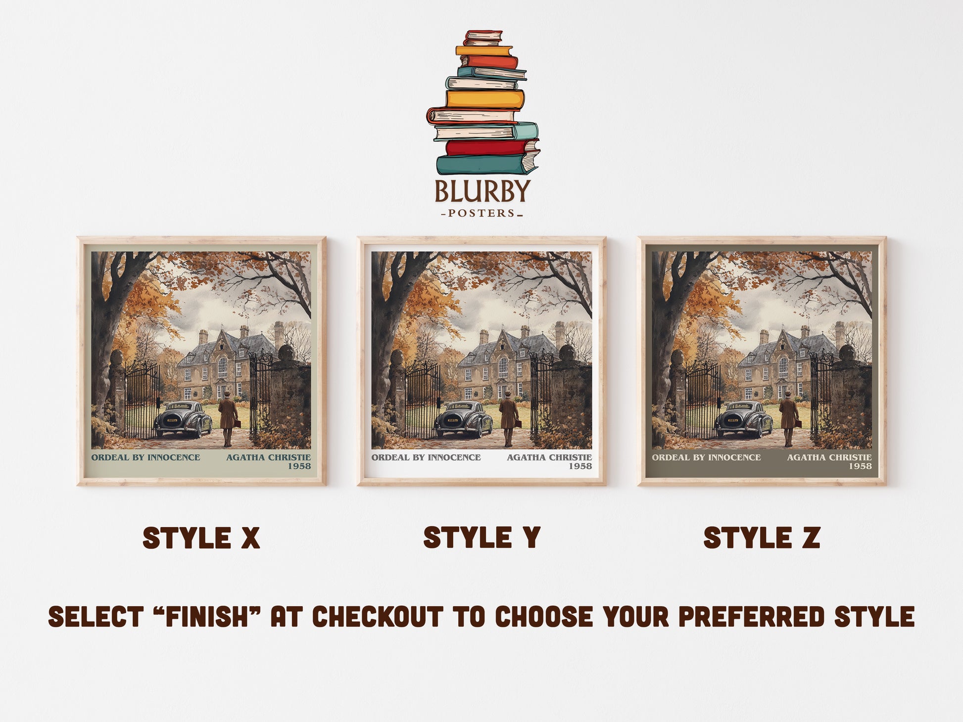 Ordeal by Innocence literary art print colour and style options – Agatha Christie book art