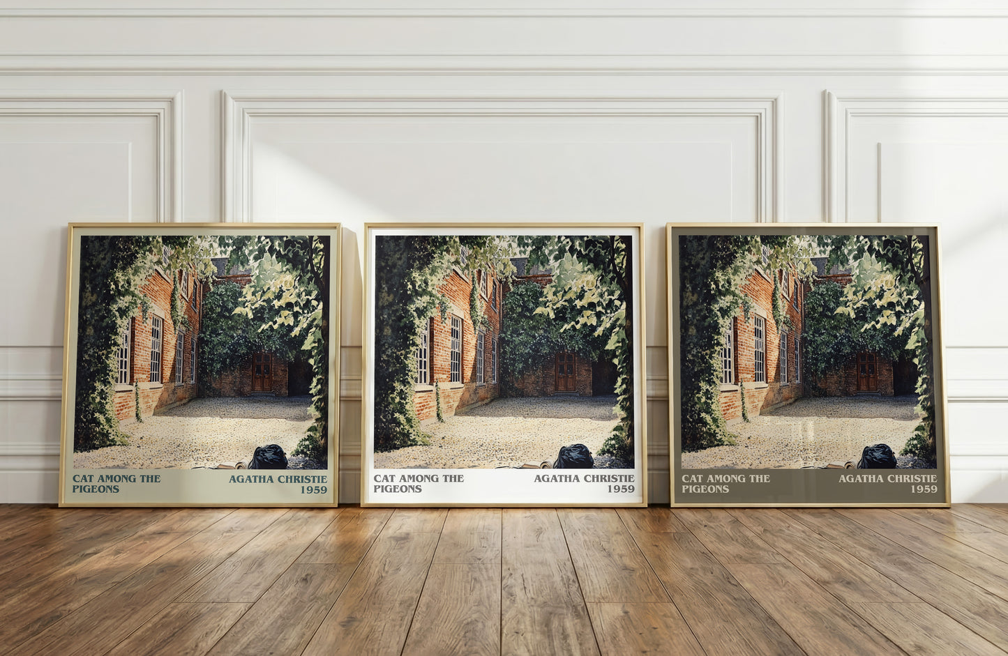 Cat Among the Pigeons literary print framed by window – literary home decor