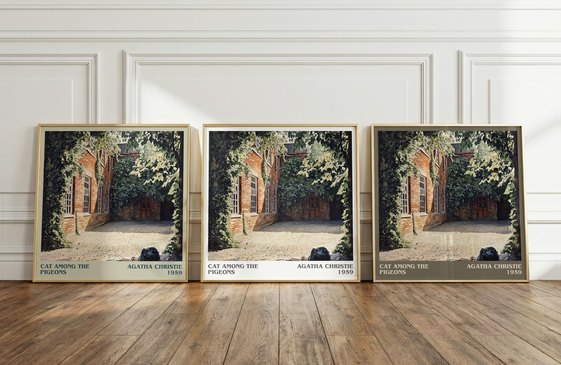 Cat Among the Pigeons literary print framed by window – literary home decor