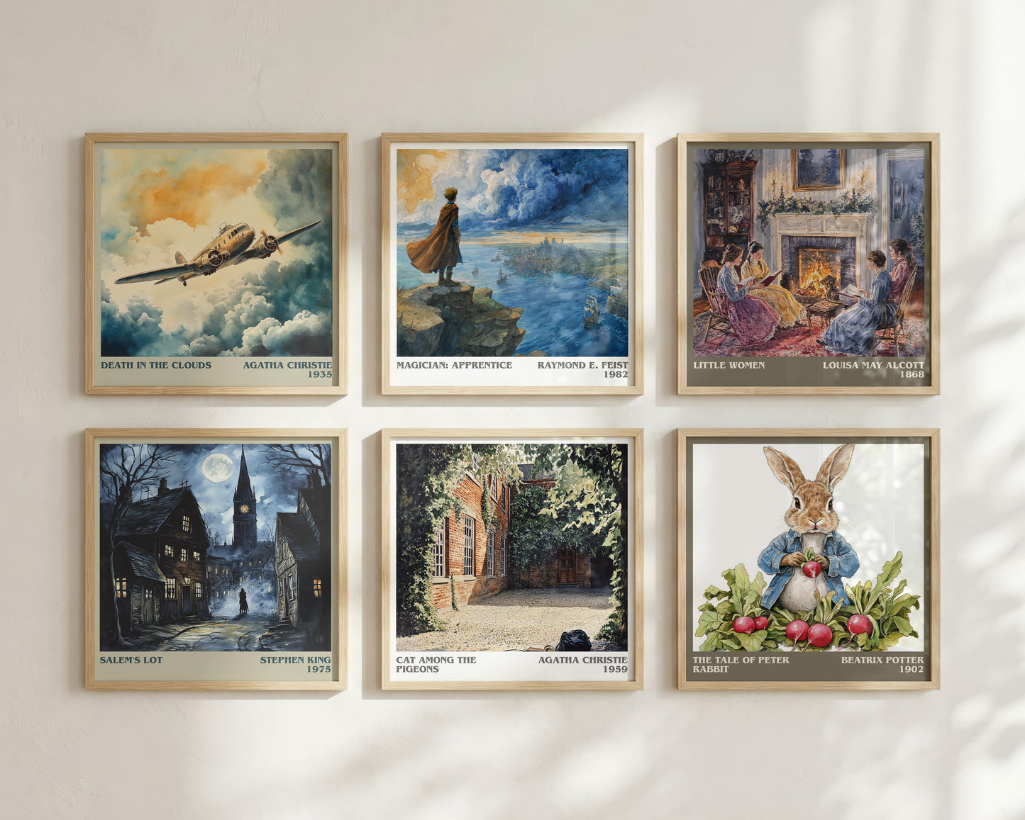 Cat Among the Pigeons literary book poster framed on wall – mystery wall art