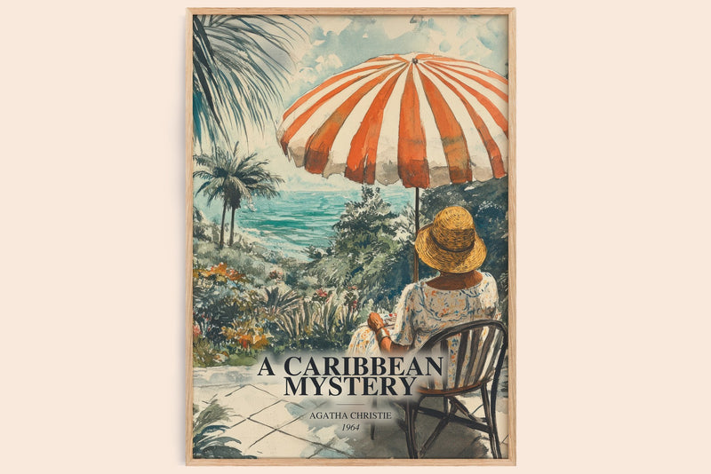 A Caribbean Mystery watercolour book poster by Agatha Christie – framed literary art print