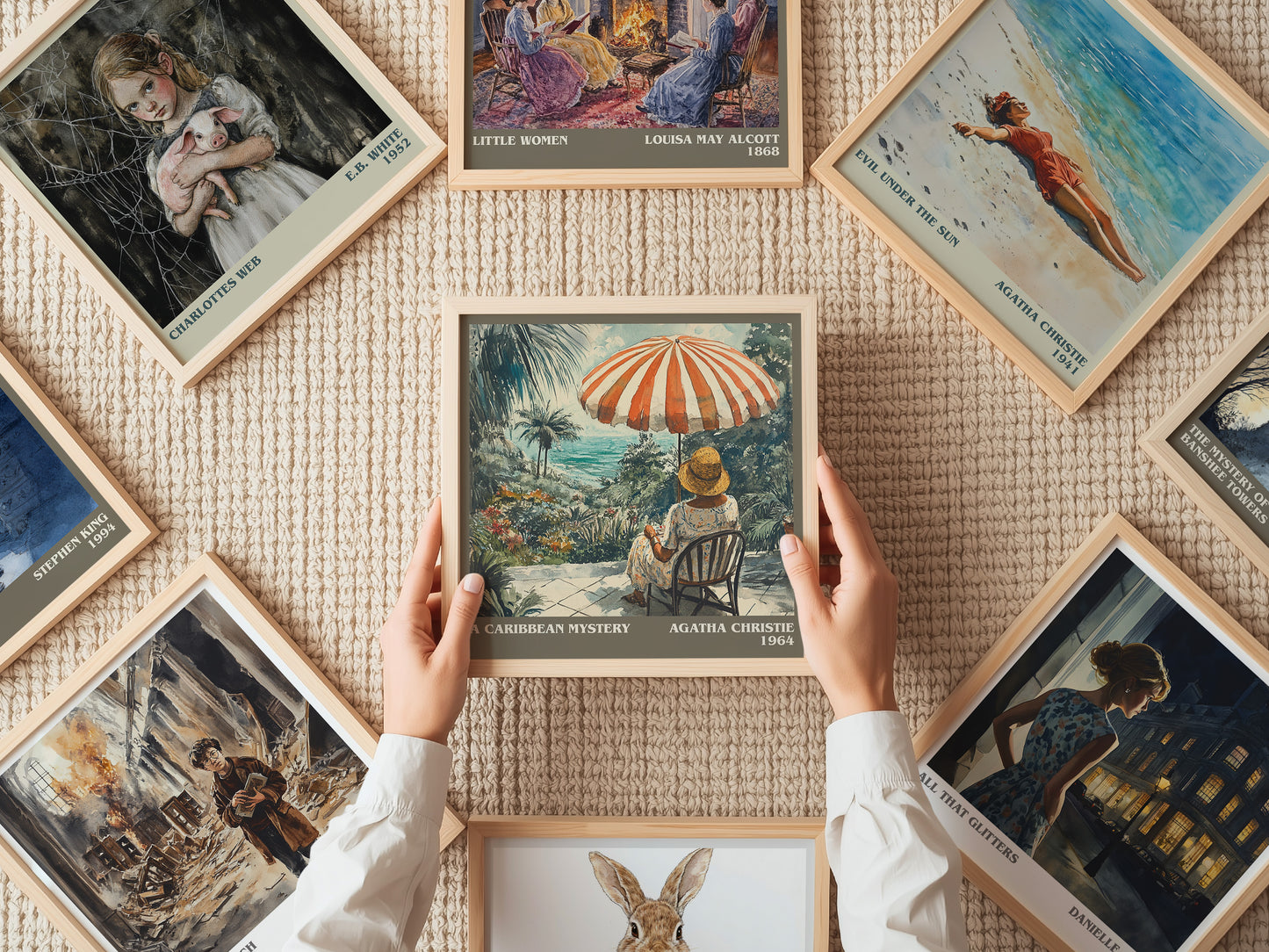 A Caribbean Mystery literary print on bookshelf – Agatha Christie fan gift