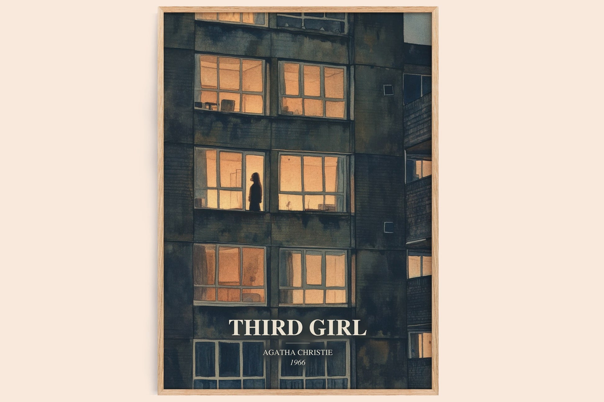 Third Girl watercolour book poster by Agatha Christie – framed literary art print