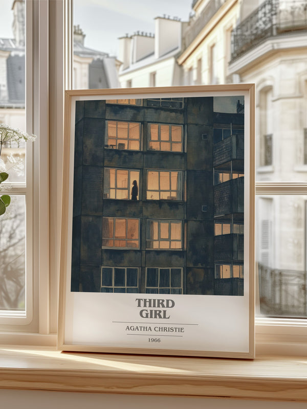 Third Girl Book Cover Poster by Agatha Christie – framed print by a bright window