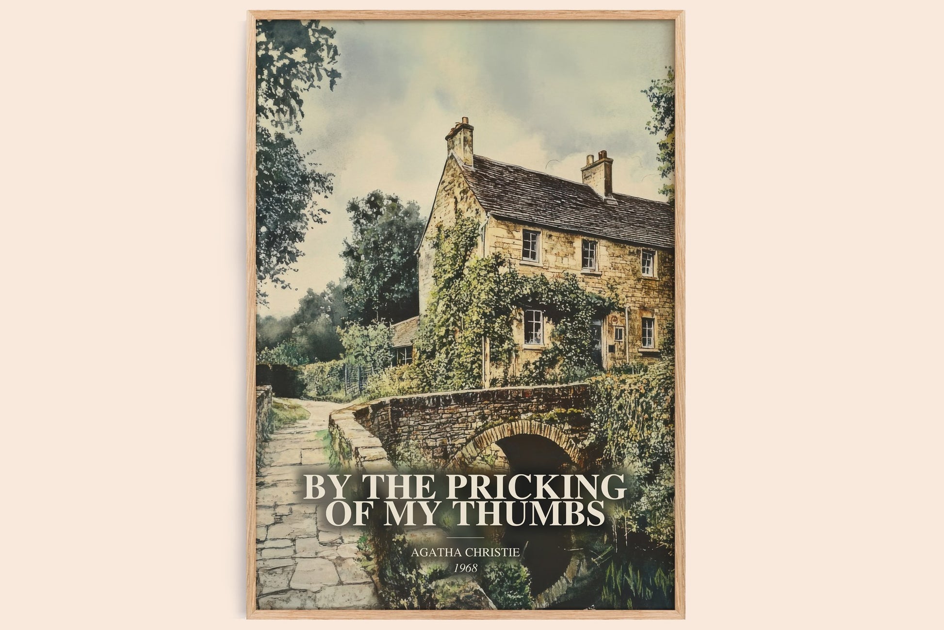 By The Pricking Of My Thumbs watercolour book poster by Agatha Christie – framed literary art print