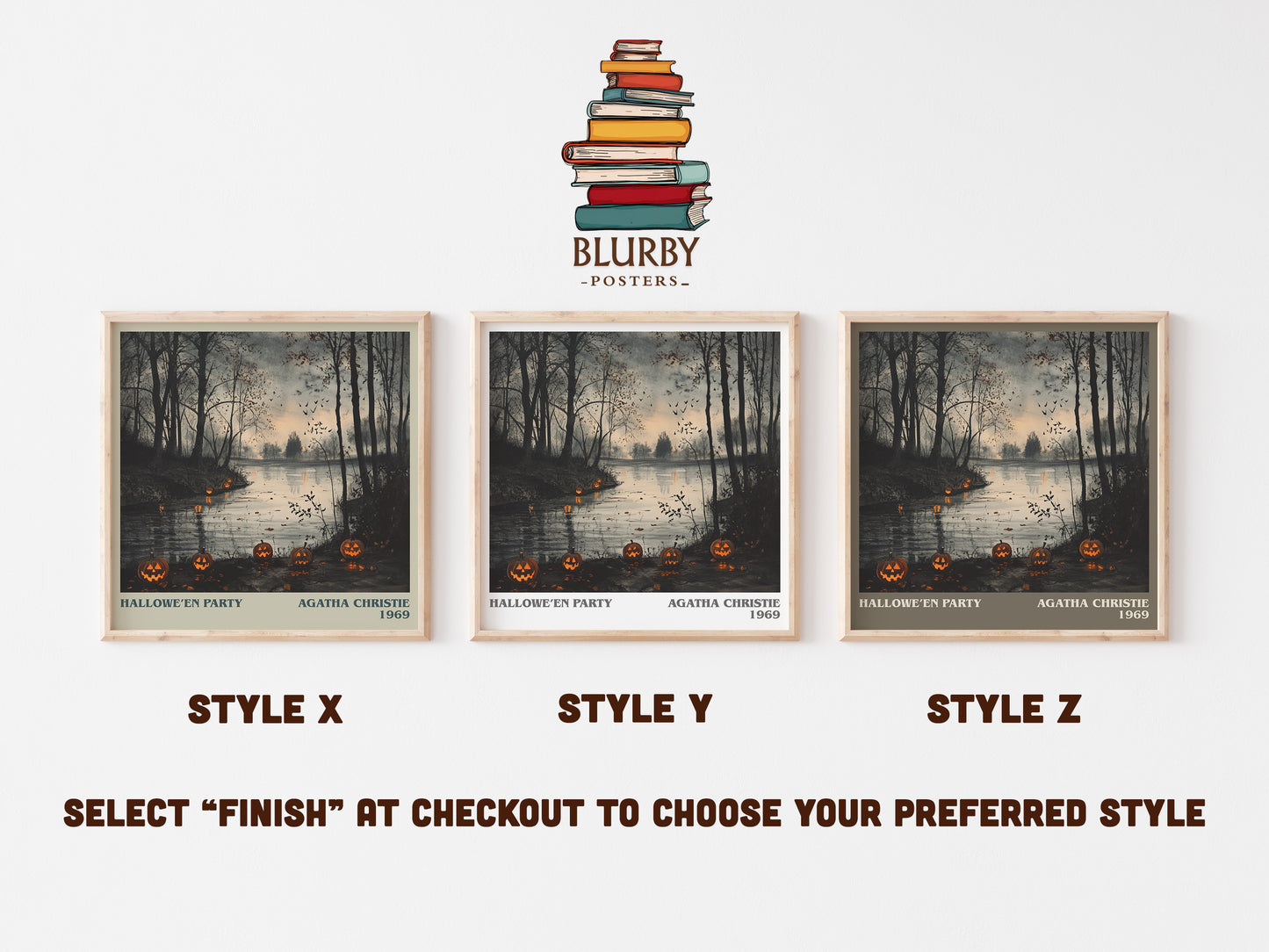 Hallowe'en Party literary art print colour and style options – Agatha Christie book art