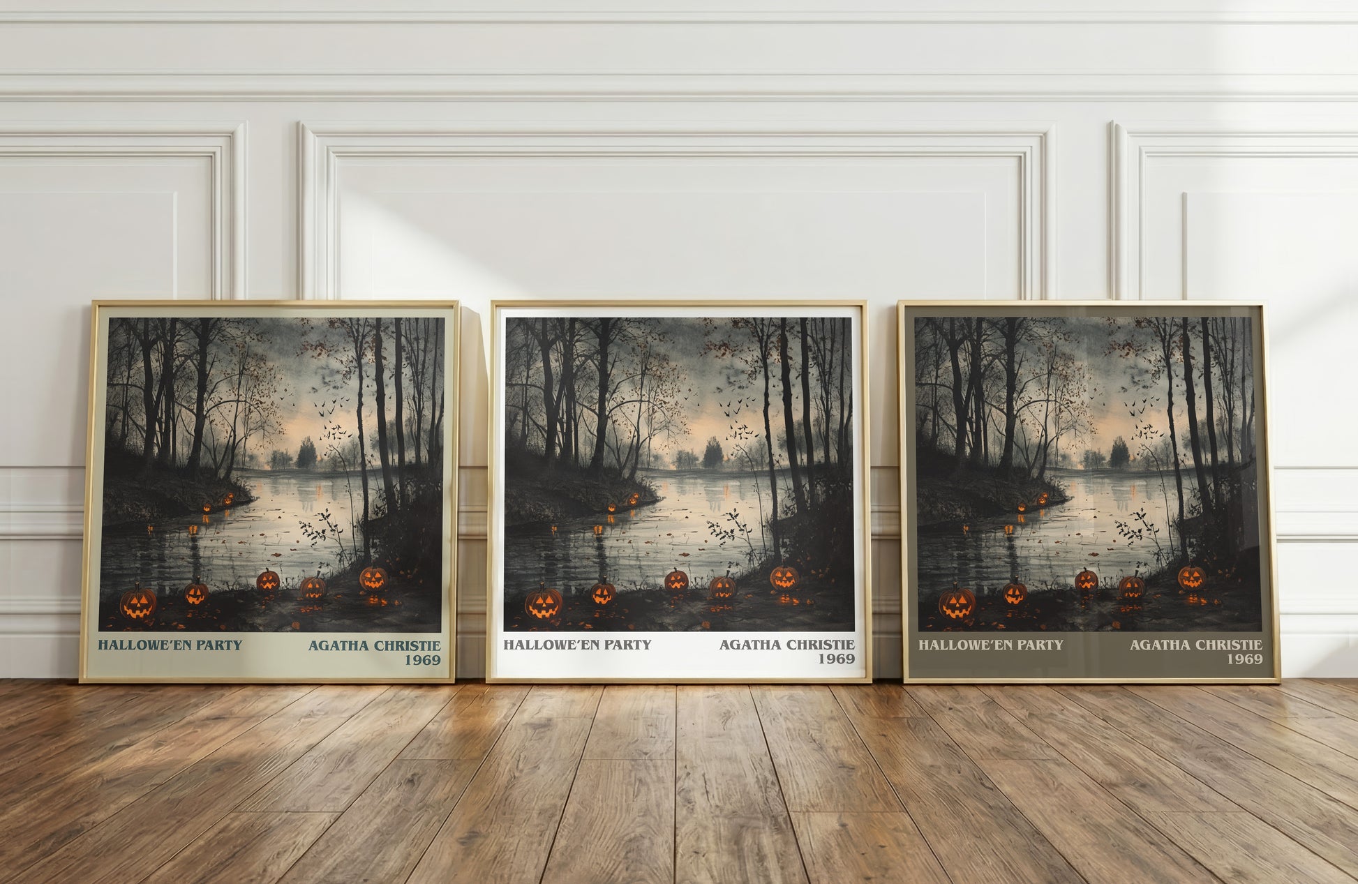 Hallowe'en Party literary print framed by window – literary home decor