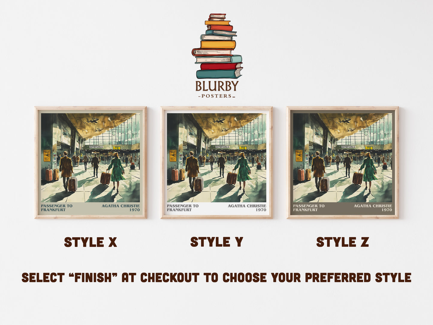 Passenger to Frankfurt literary art print colour and style options – Agatha Christie book art