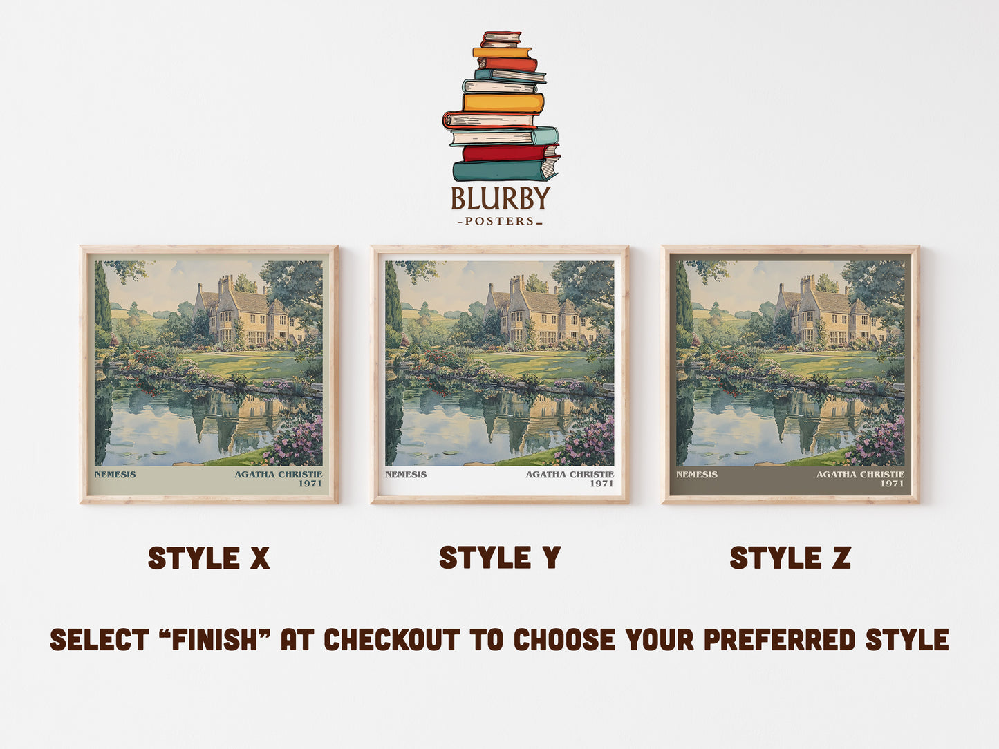 Nemesis literary art print colour and style options – Agatha Christie book art