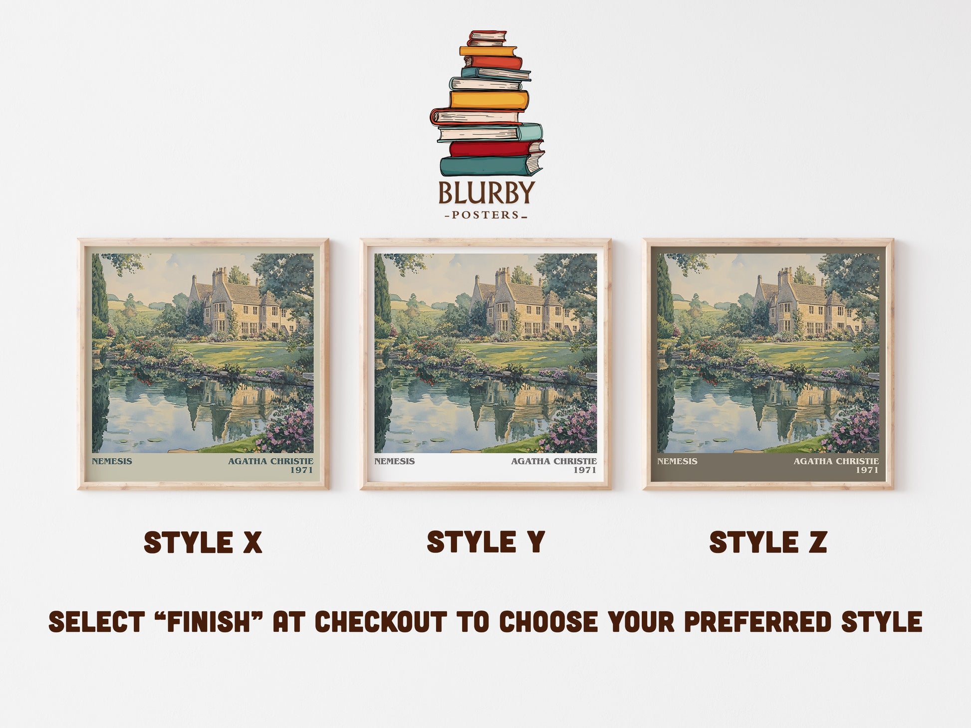 Nemesis literary art print colour and style options – Agatha Christie book art