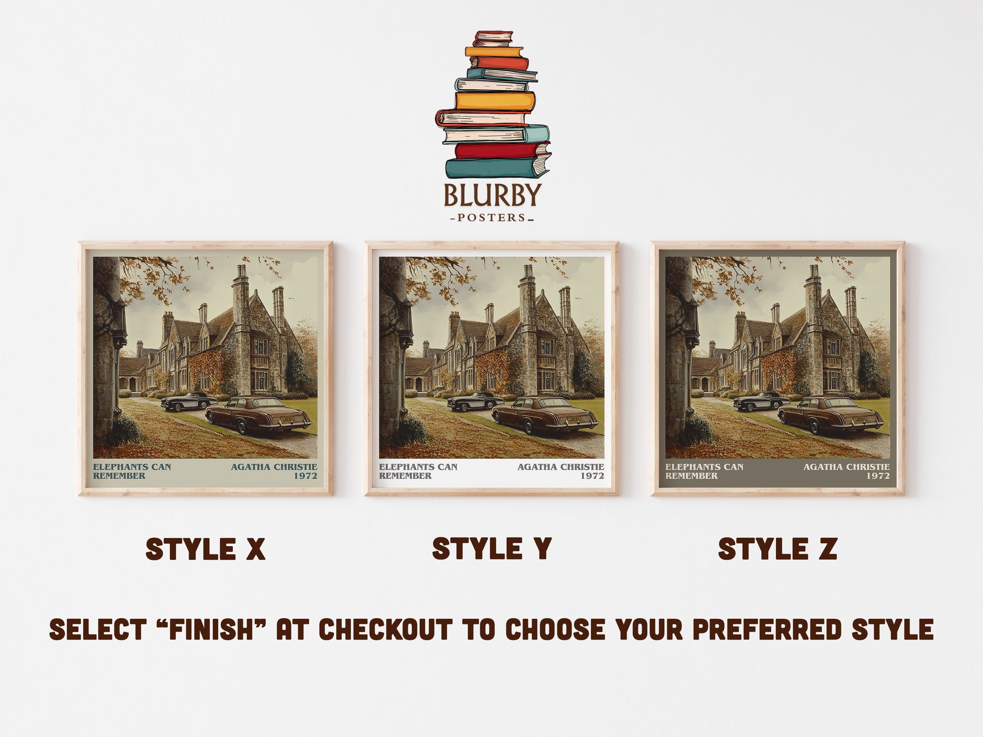 Elephants Can Remember literary art print colour and style options – AGATHA CHRISTIE book art