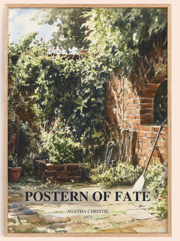 Postern Of Fate watercolour book poster by Agatha Christie – framed literary art print