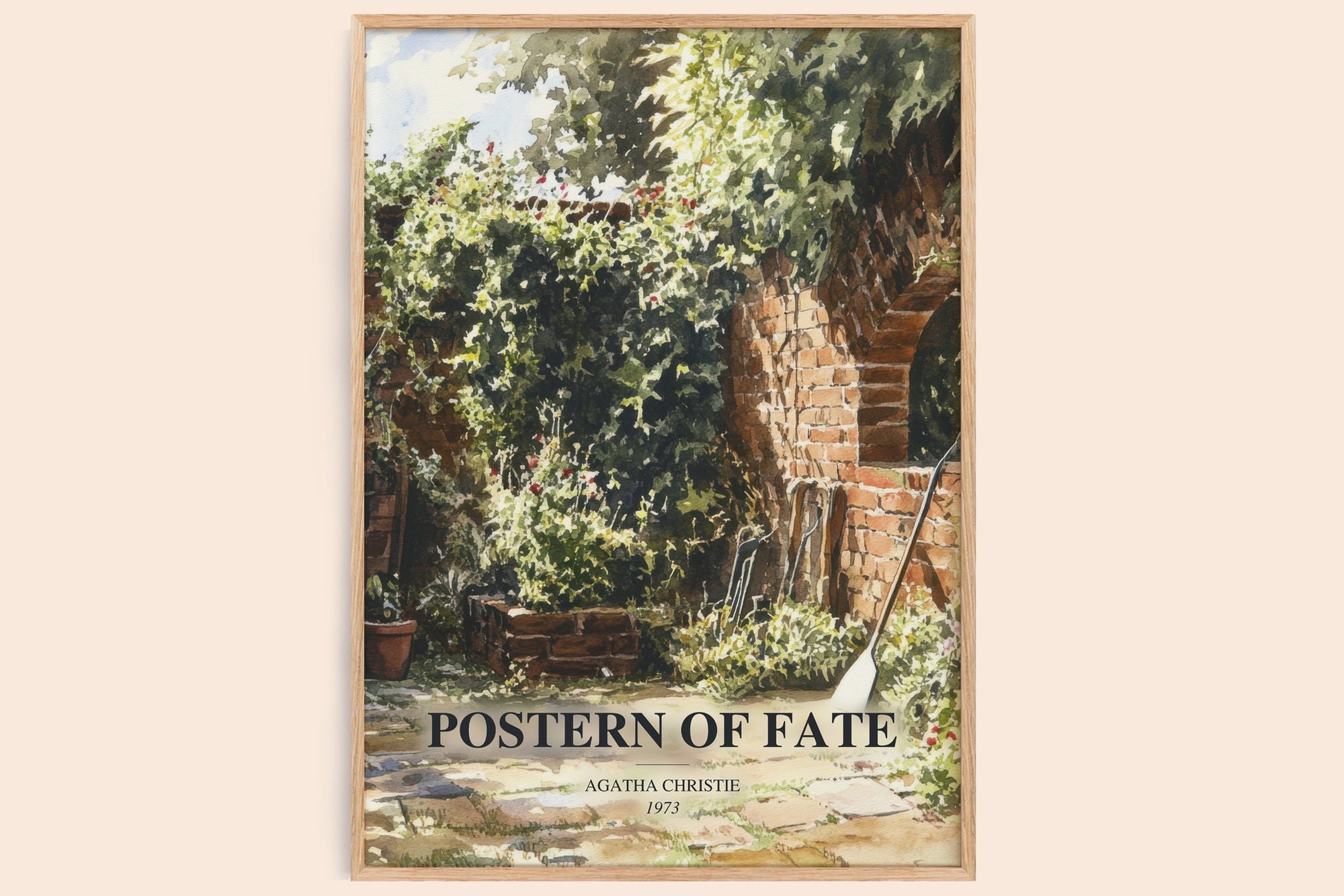 Postern Of Fate watercolour book poster by Agatha Christie – framed literary art print