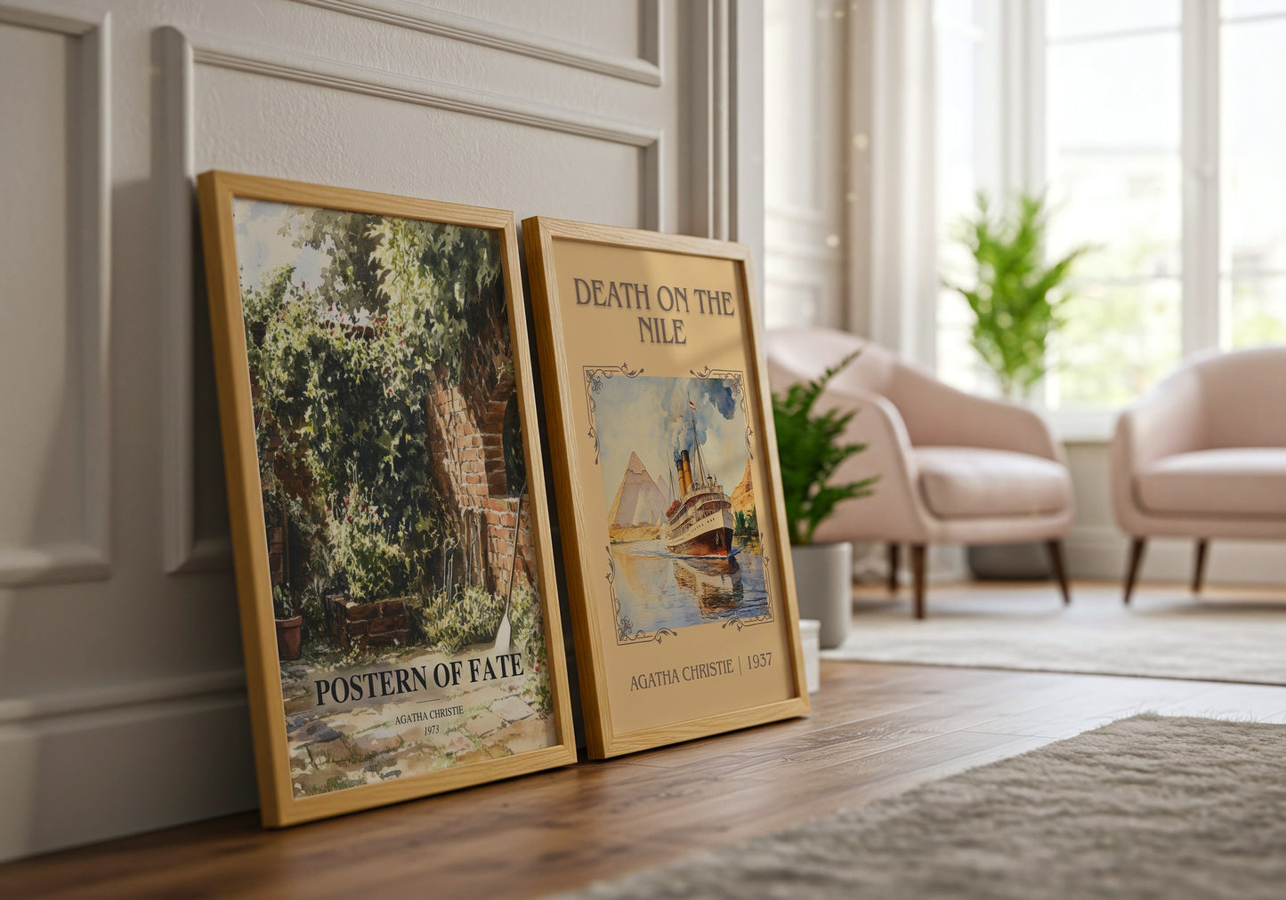Postern Of Fate watercolour print framed by window – literary home decor