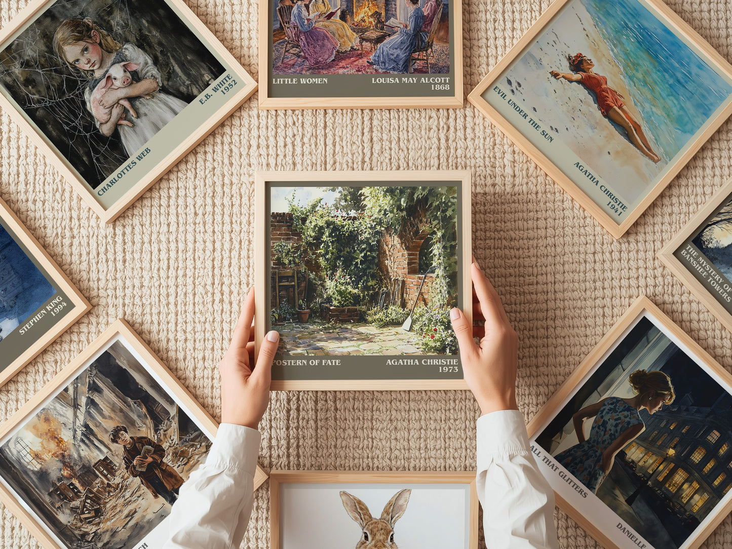 Postern of Fate literary print on bookshelf – Agatha Christie fan gift