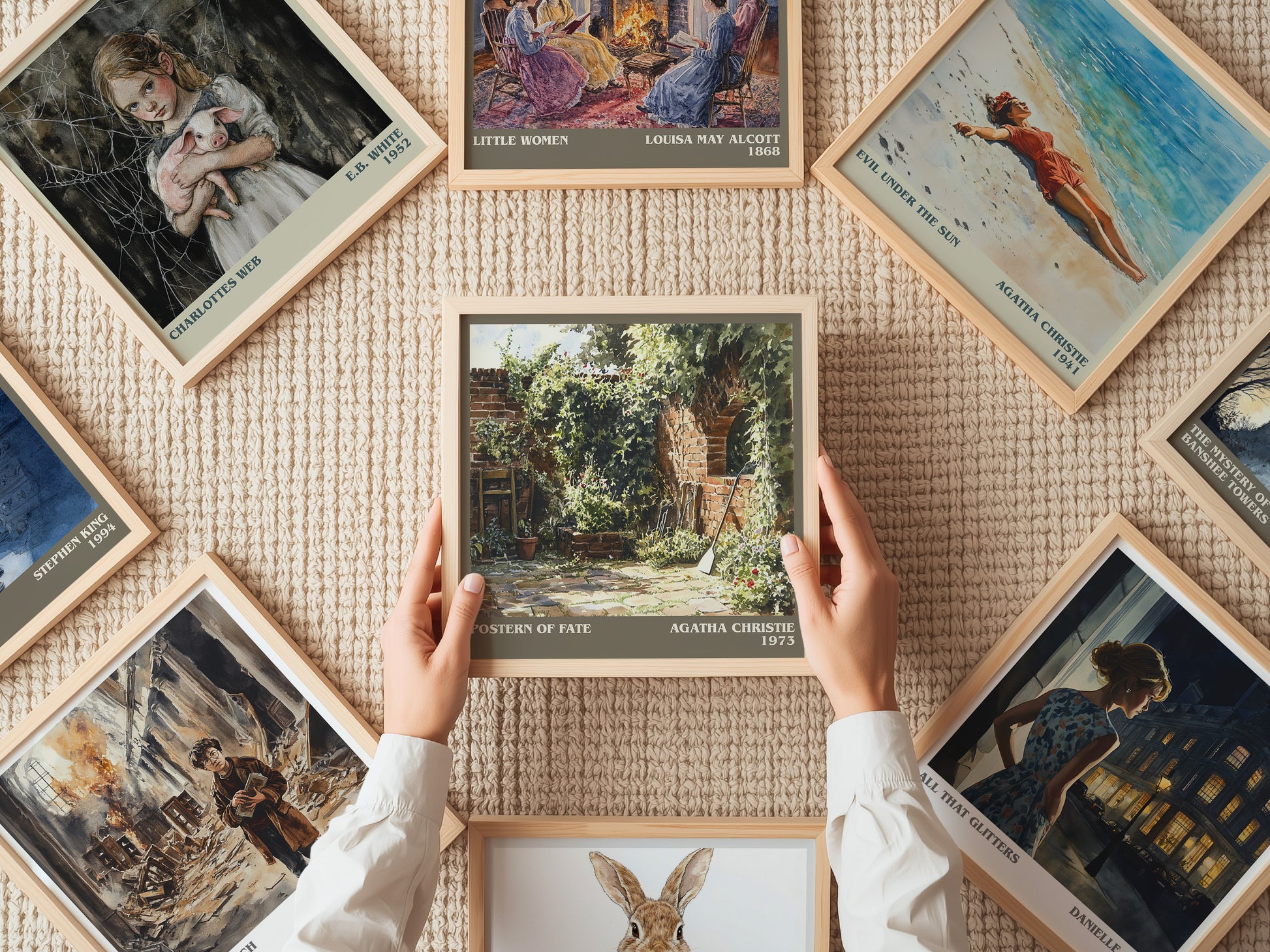 Postern of Fate literary print on bookshelf – Agatha Christie fan gift