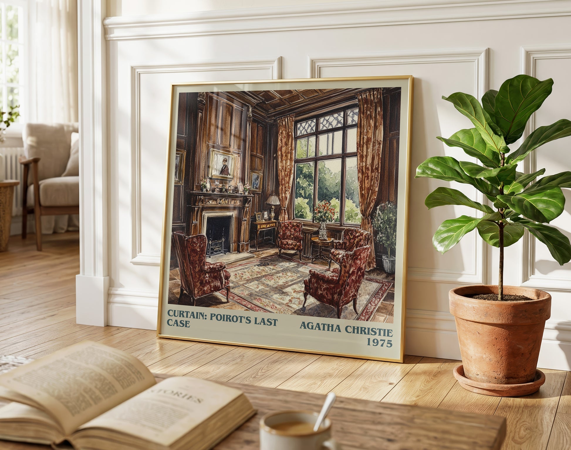 Curtain: Poirot's Last Case literary poster paired in gallery wall – literary art prints