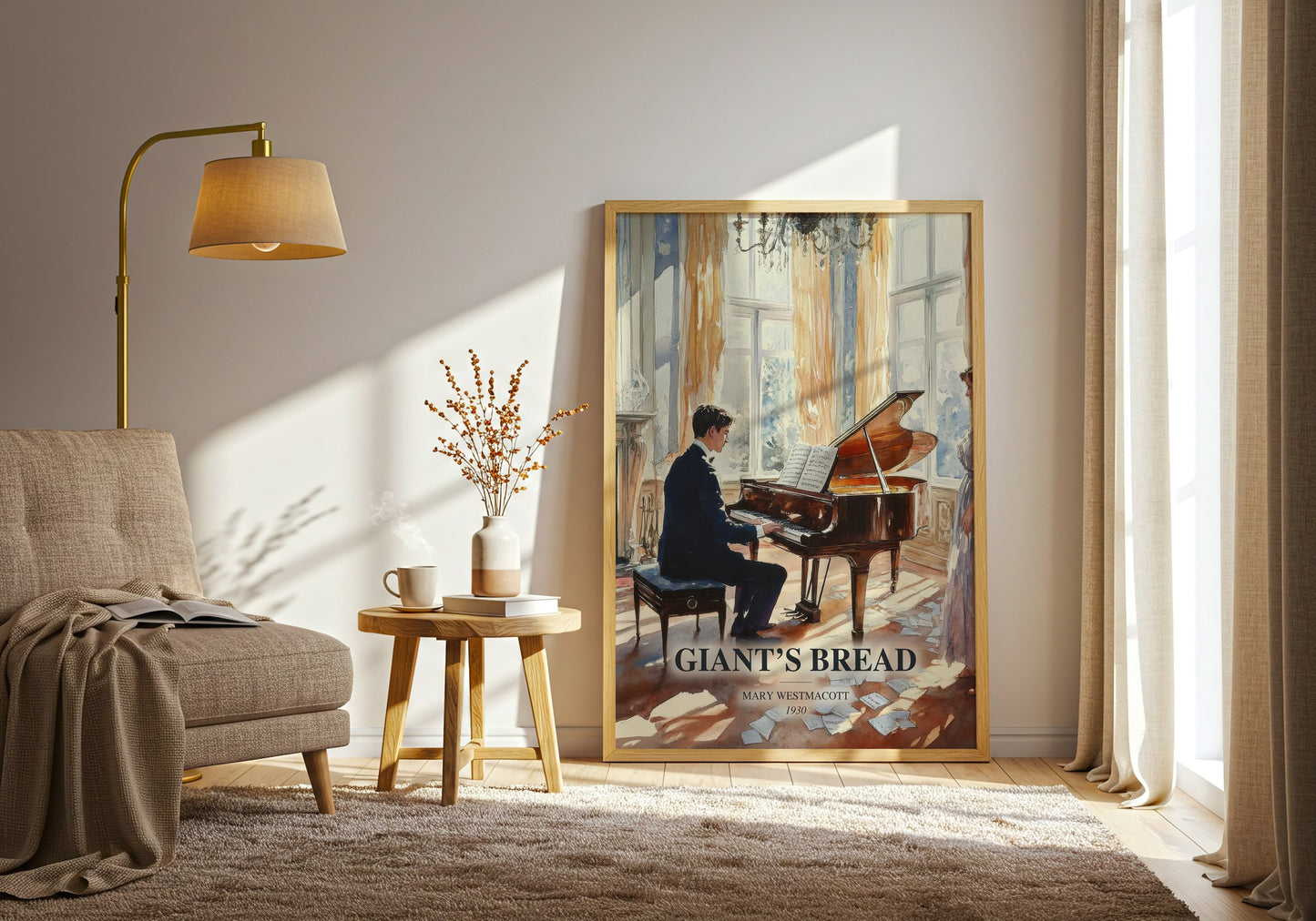 Giant’S Bread watercolour print in frame leaning in hallway – literary fiction wall art
