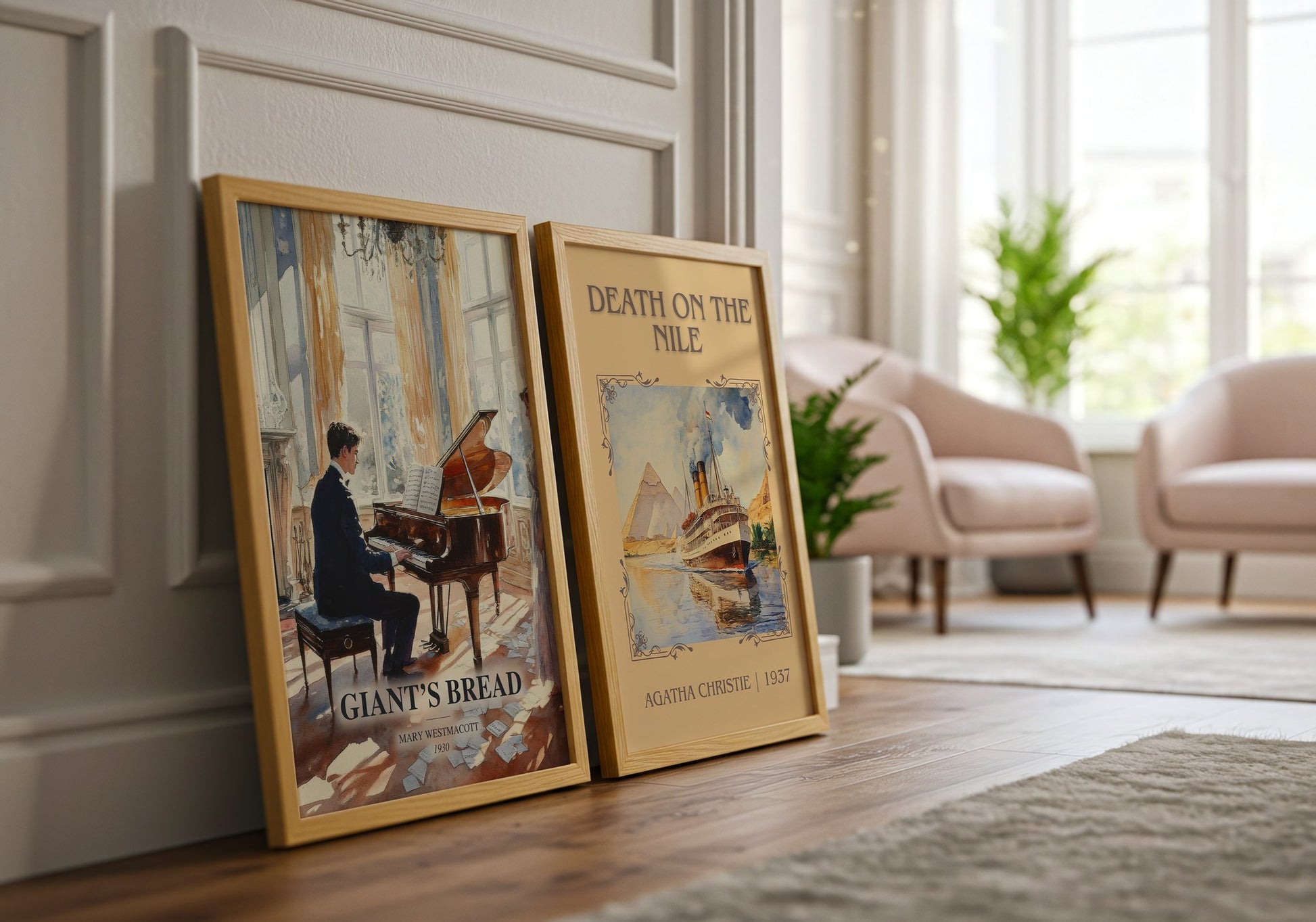 Giant’S Bread watercolour print framed by window – literary home decor