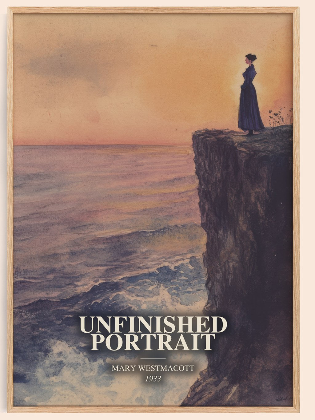 Unfinished Portrait watercolour book poster by Mary Westmacott – framed literary art print