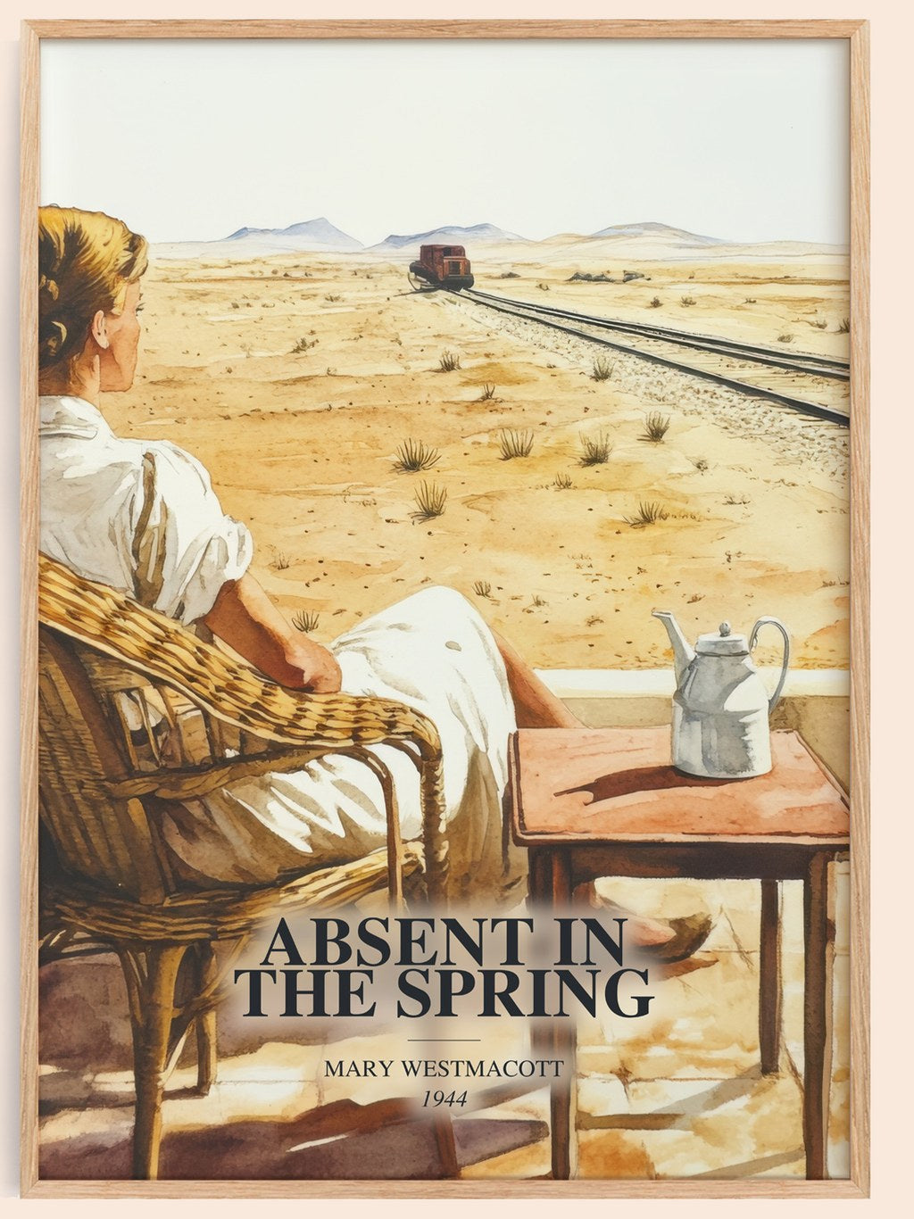 Absent In The Spring watercolour book poster by Mary Westmacott – framed literary art print