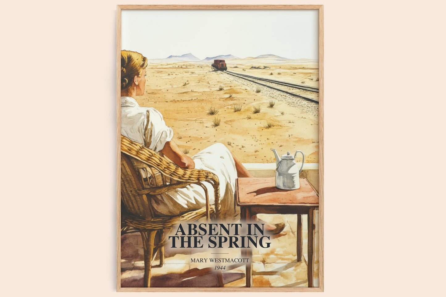 Absent In The Spring watercolour book poster by Mary Westmacott – framed literary art print