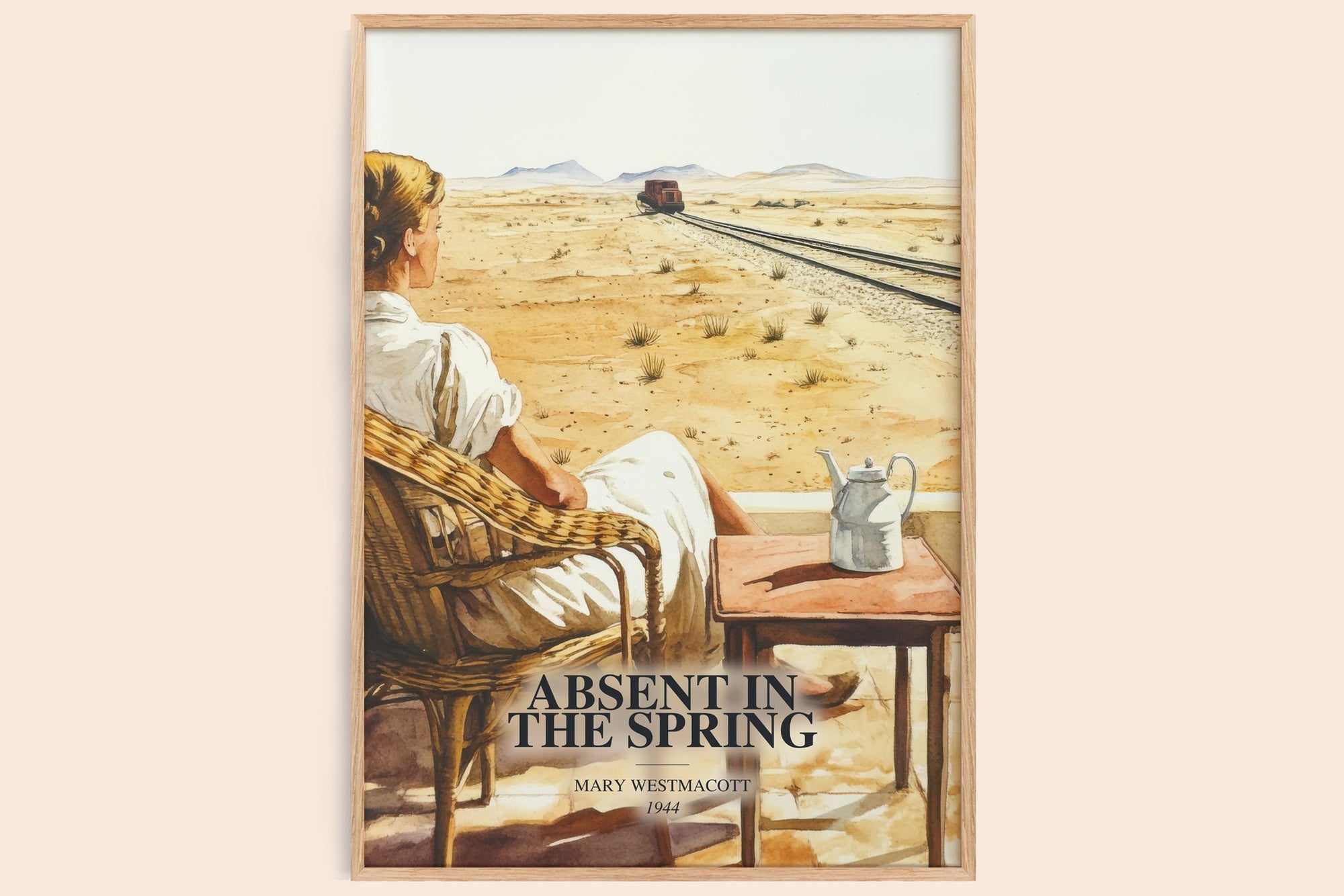 Absent In The Spring watercolour book poster by Mary Westmacott – framed literary art print