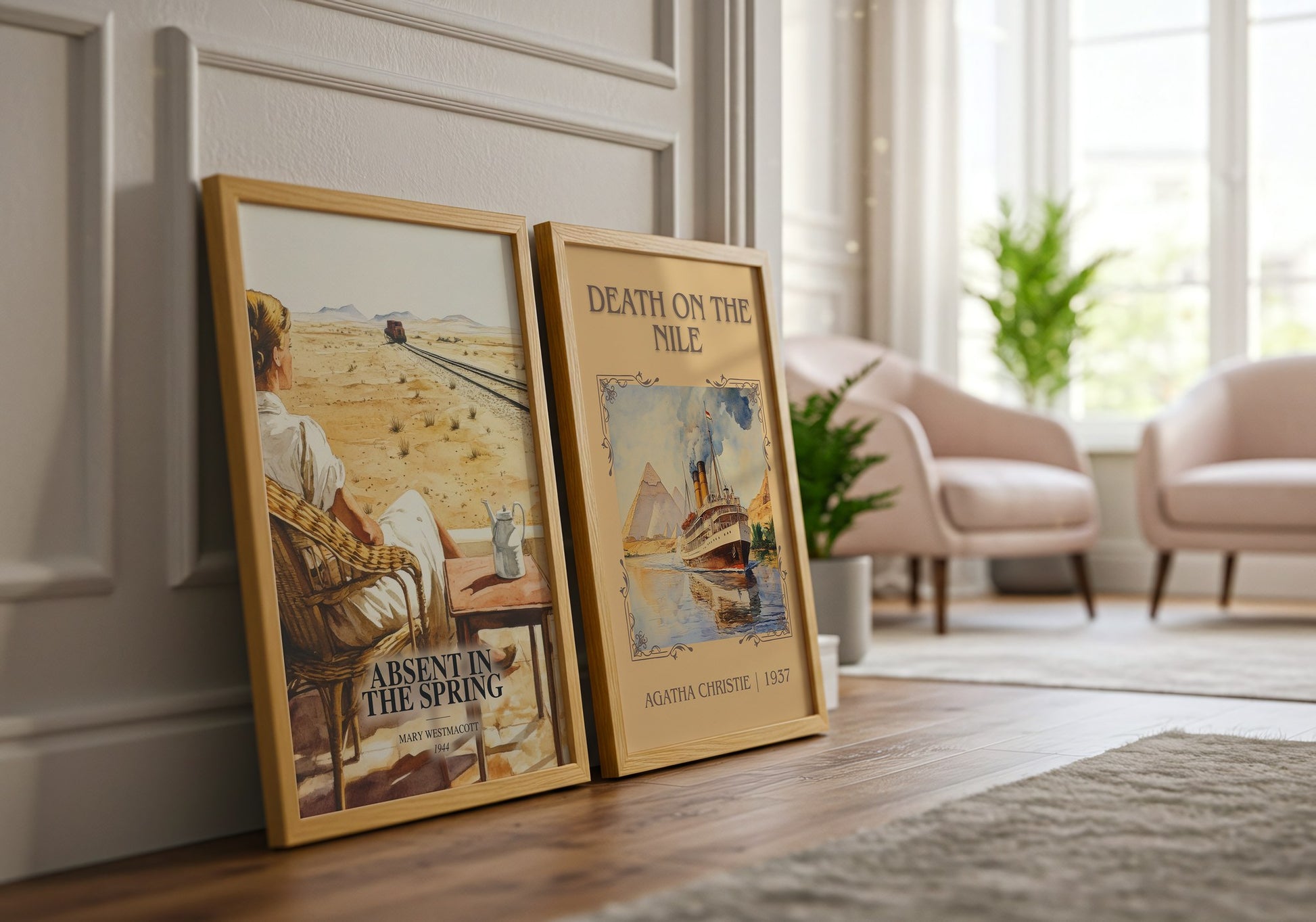 Absent In The Spring watercolour print framed by window – literary home decor