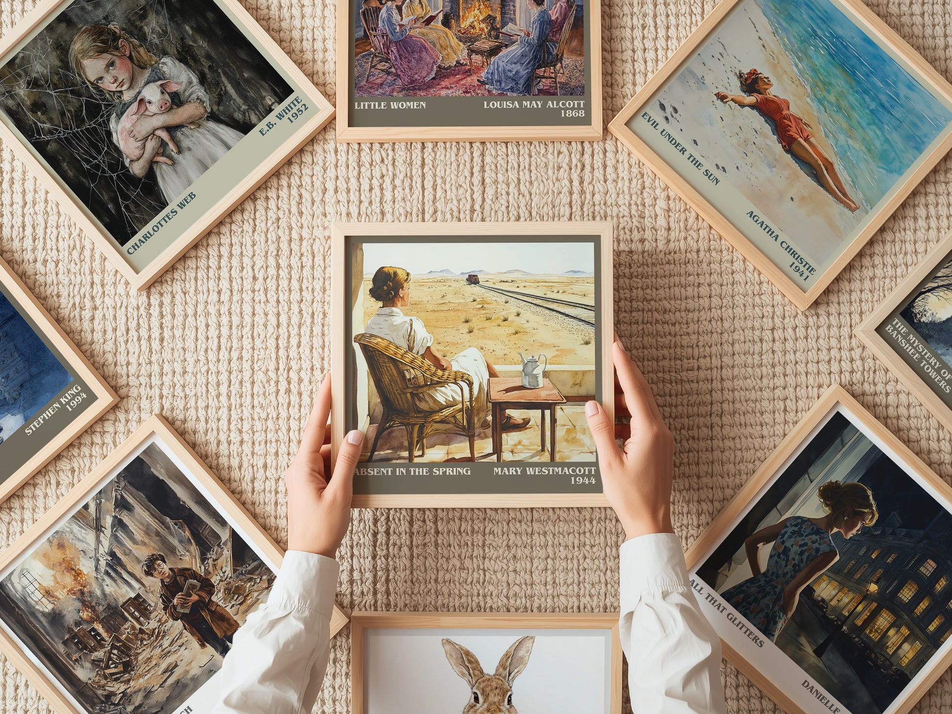 Absent In The Spring literary print on bookshelf – Mary Westmacott fan gift