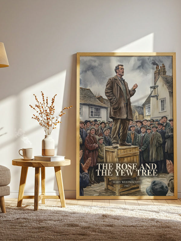 The Rose And The Yew Tree watercolour print in frame leaning in hallway – literary fiction wall art