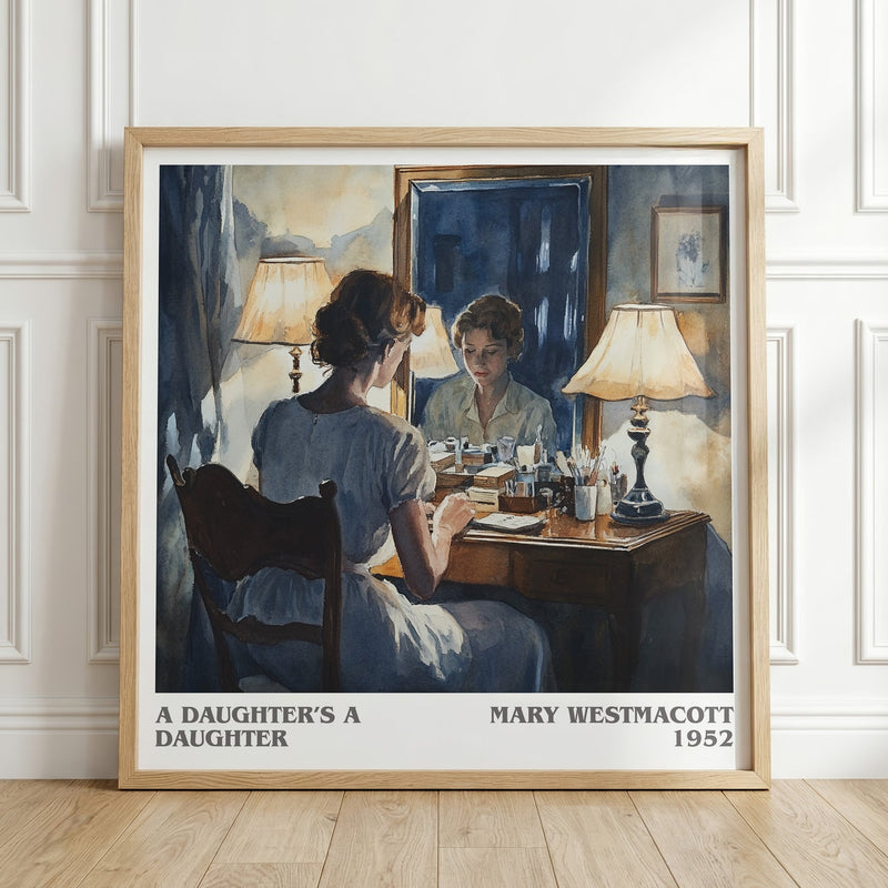 A Daughter's a Daughter literary print in frame leaning in hallway – romance wall art