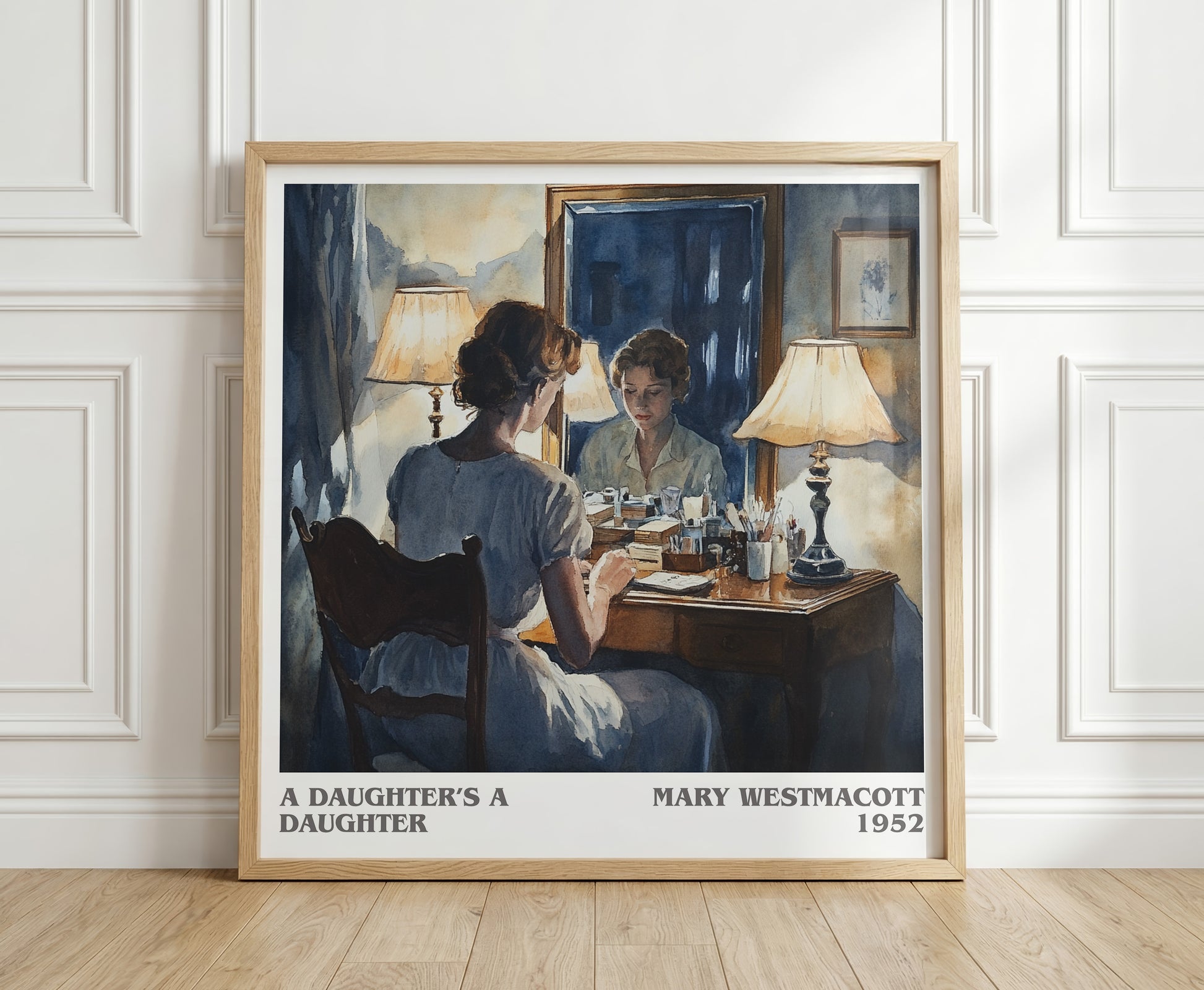 A Daughter's a Daughter literary print in frame leaning in hallway – romance wall art