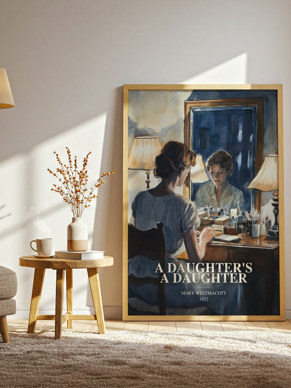 A Daughter'S A Daughter watercolour print in frame leaning in hallway – literary fiction wall art
