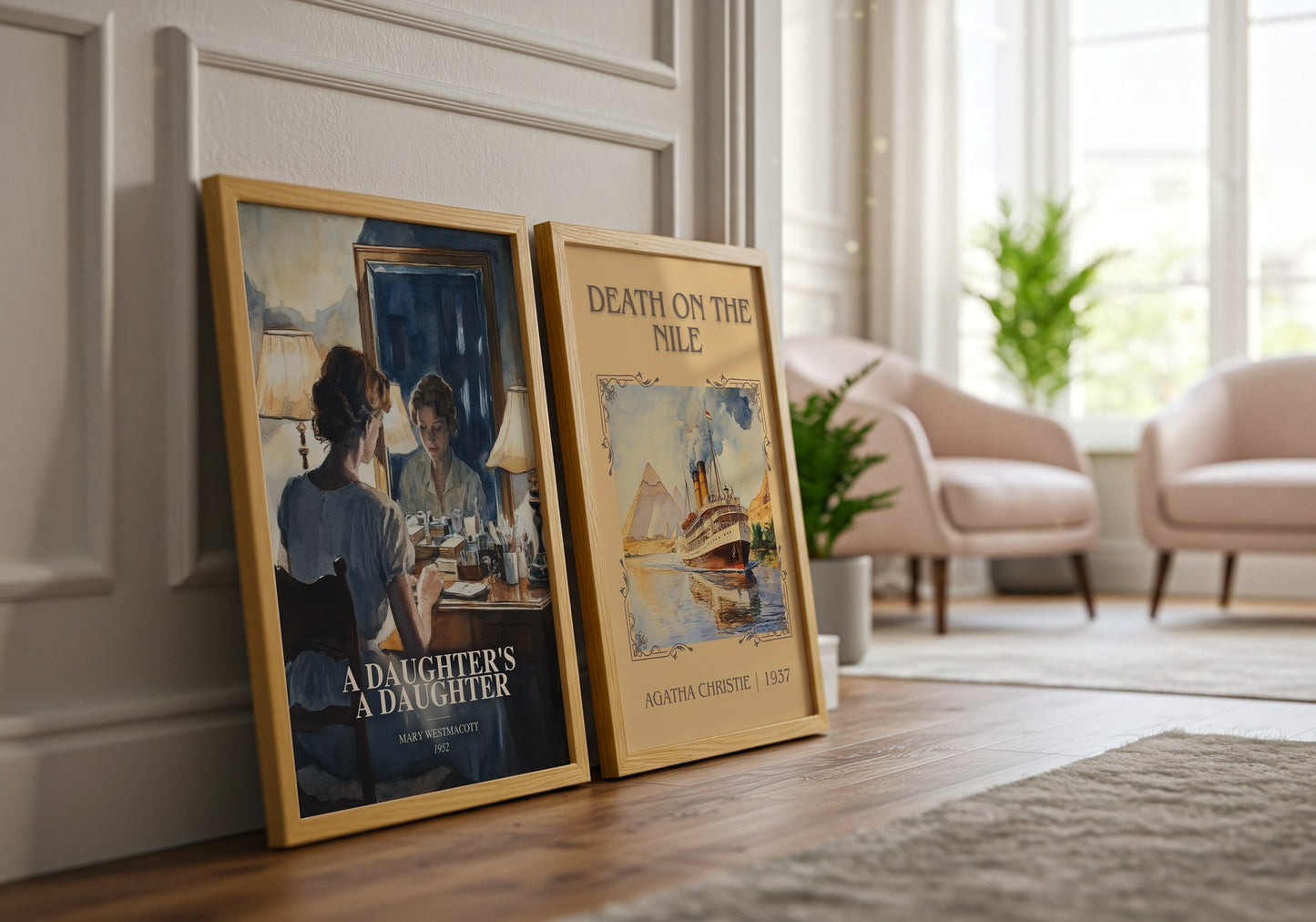A Daughter'S A Daughter watercolour print framed by window – literary home decor