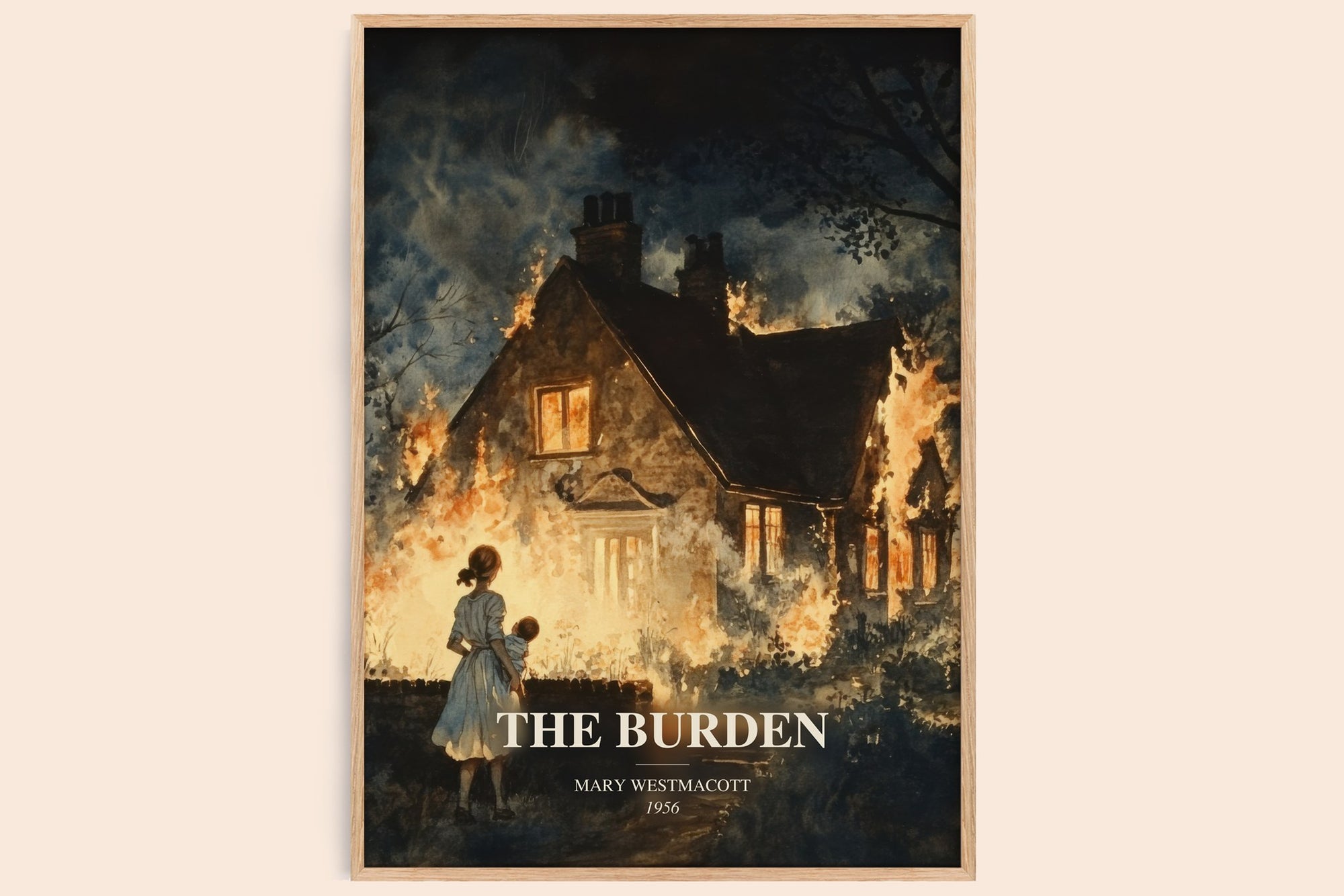 The Burden watercolour book poster by Mary Westmacott – framed literary art print