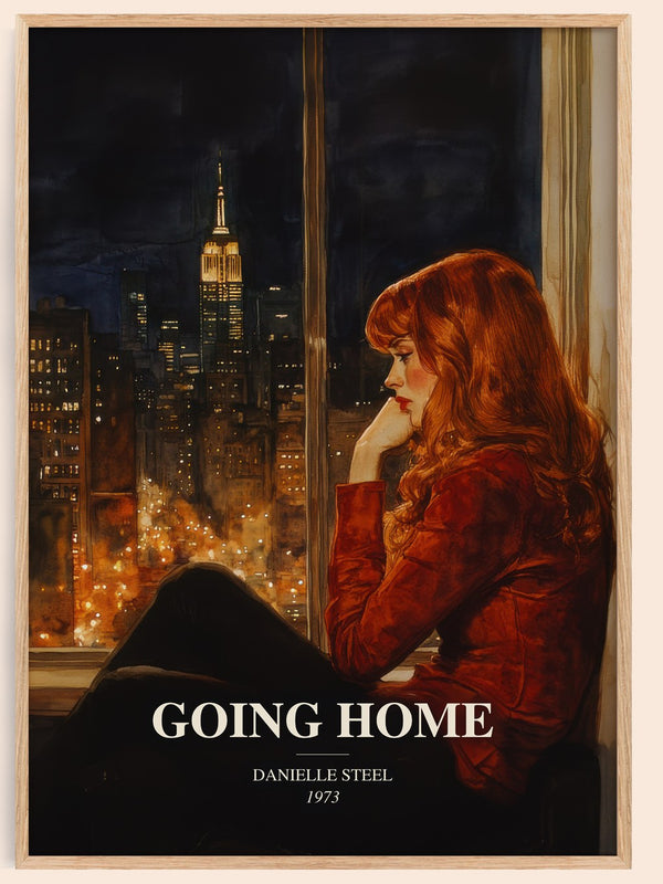 Going Home watercolour book poster by Danielle Steel – framed literary art print