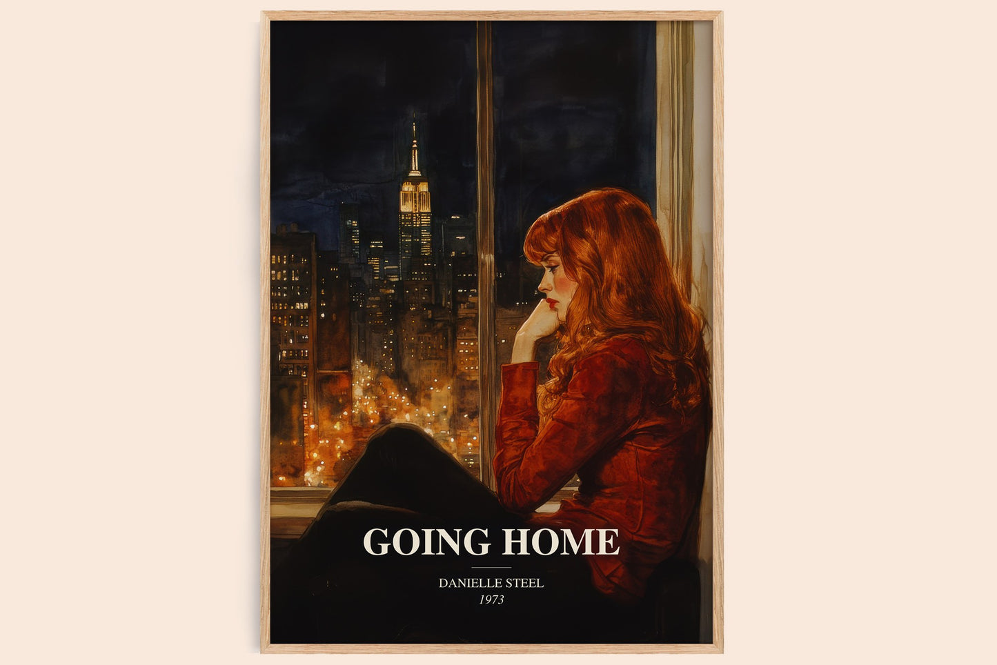 Going Home watercolour book poster by Danielle Steel – framed literary art print