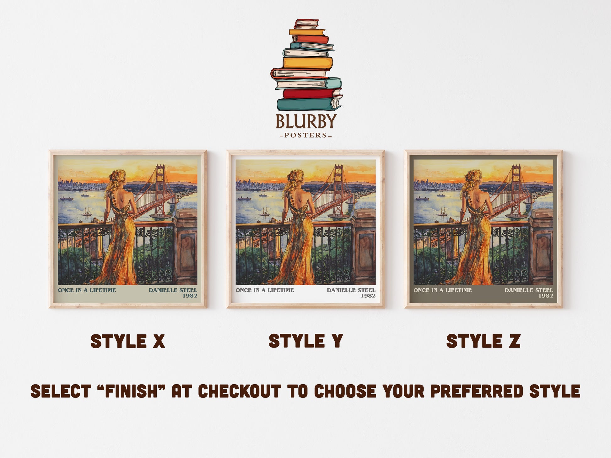 Once in a Lifetime literary art print colour and style options – Danielle Steel book art
