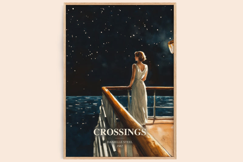 Crossings watercolour book poster by Danielle Steel – framed literary art print