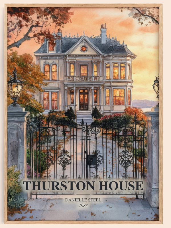 Thurston House watercolour book poster by Danielle Steel – framed literary art print
