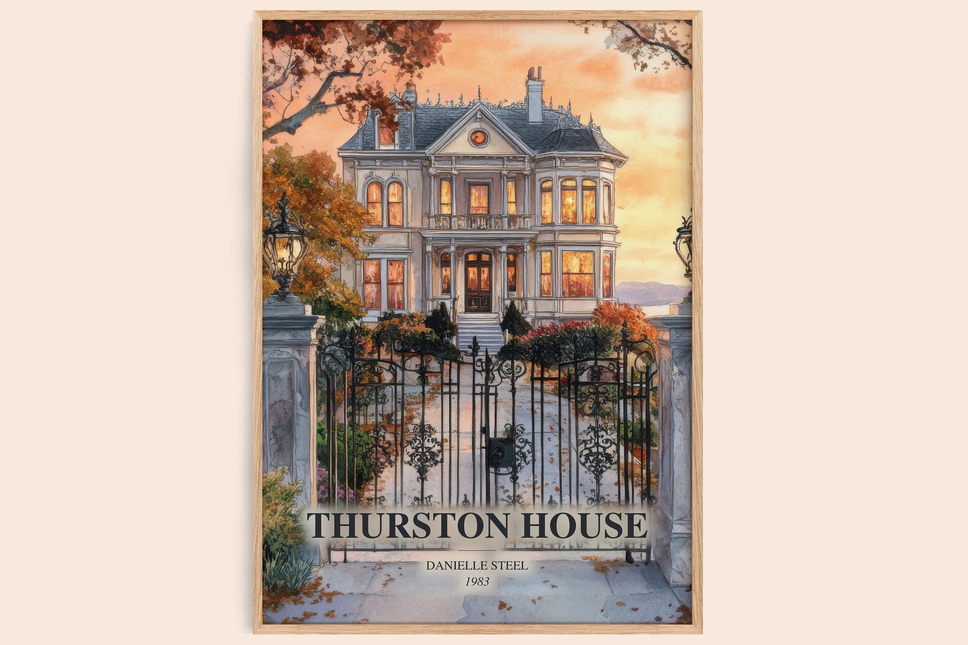 Thurston House watercolour book poster by Danielle Steel – framed literary art print