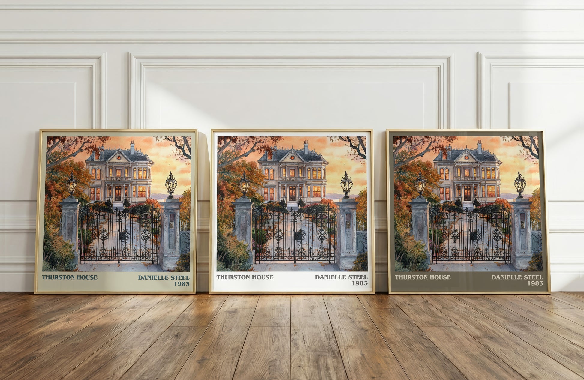 Thurston House literary print framed by window – literary home decor