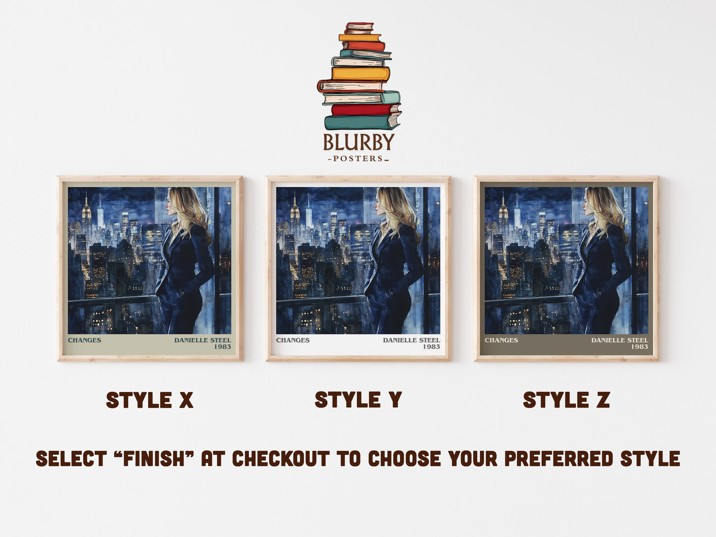 Changes literary art print colour and style options – Danielle Steel book art