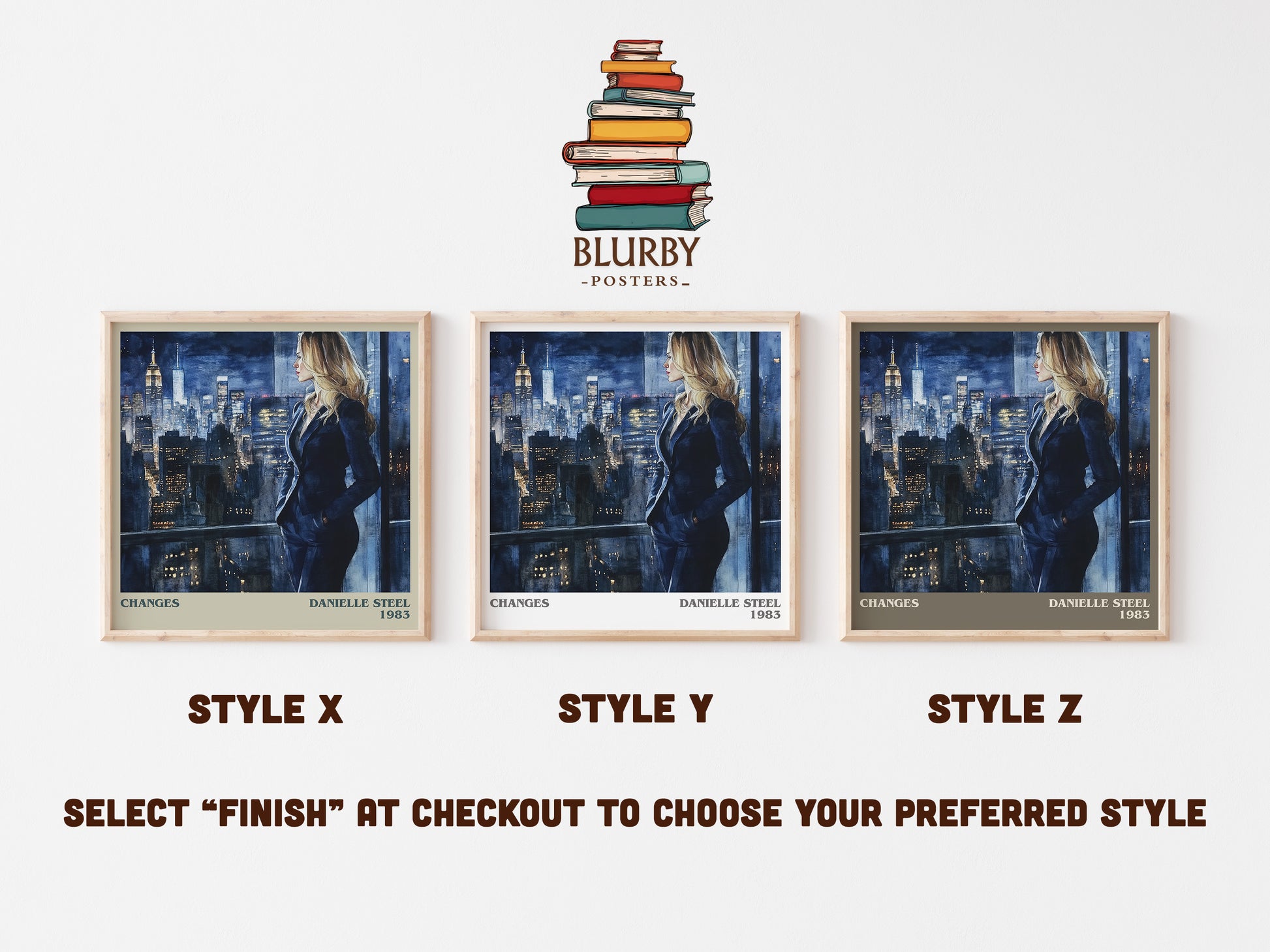 Changes literary art print colour and style options – Danielle Steel book art
