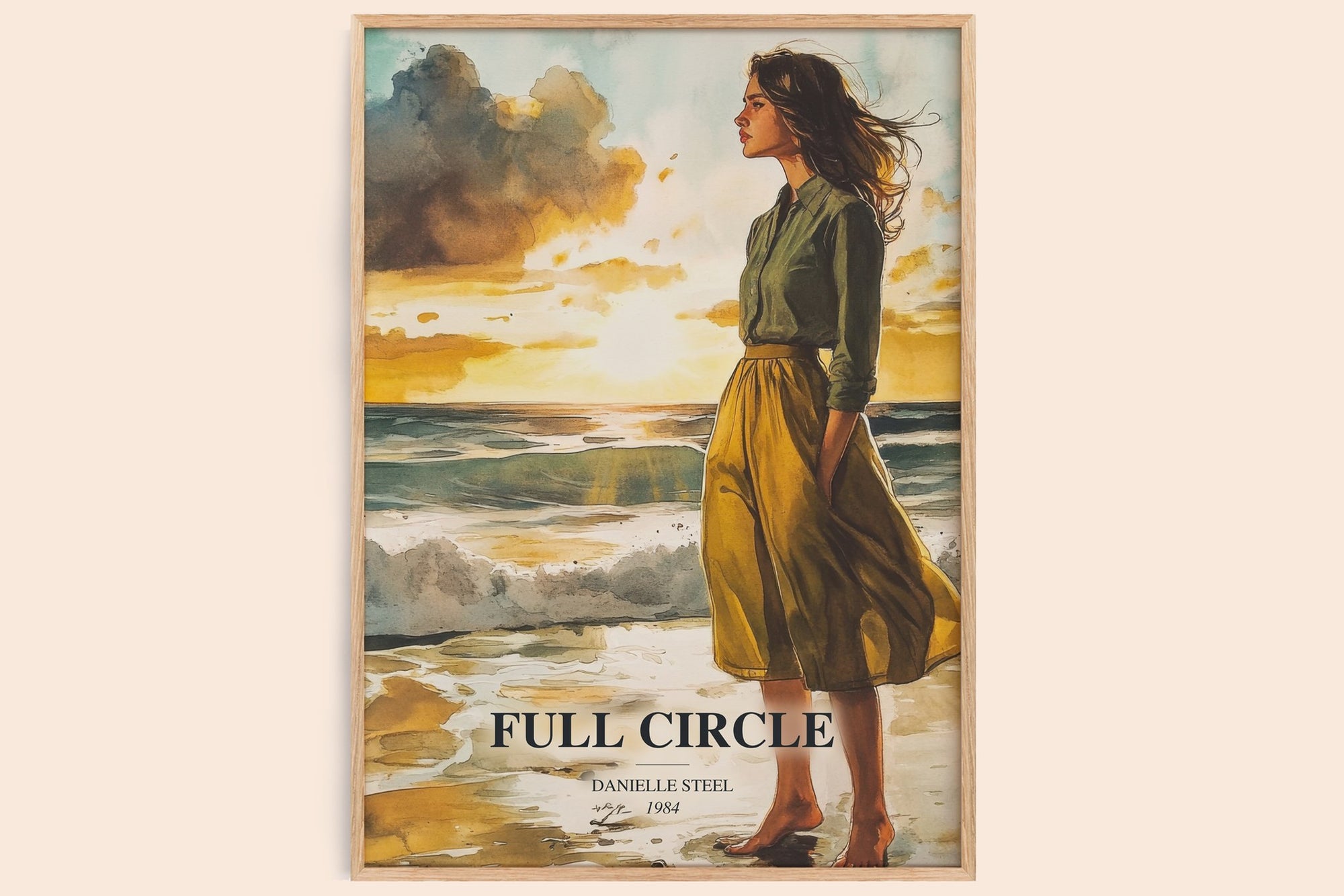 Full Circle watercolour book poster by Danielle Steel – framed literary art print